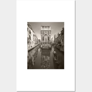 Venice Canal in Black and White Posters and Art